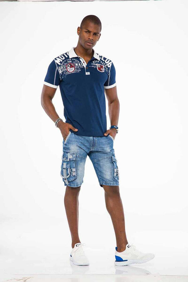 Cipo & Baxx CK195 Men's Capri Shorts With Cargo Pocket BLUE