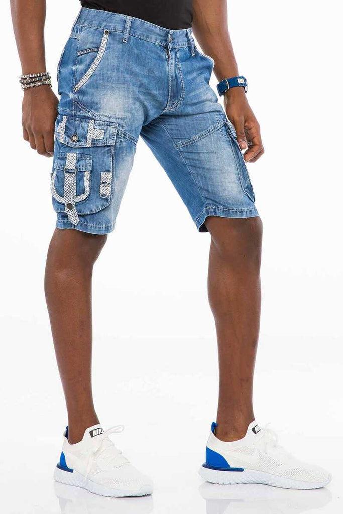 cipo & baxx CK195 Men's Capri Shorts with Cargo Pocket BLUE
