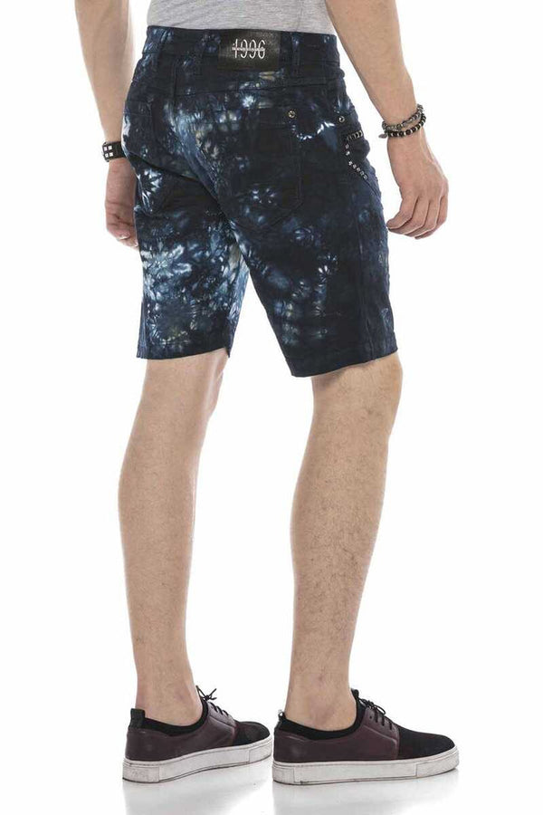 Cipo & Baxx CK205 Pied Hidden Ripped Denim Capri Shorts DARKBLUE