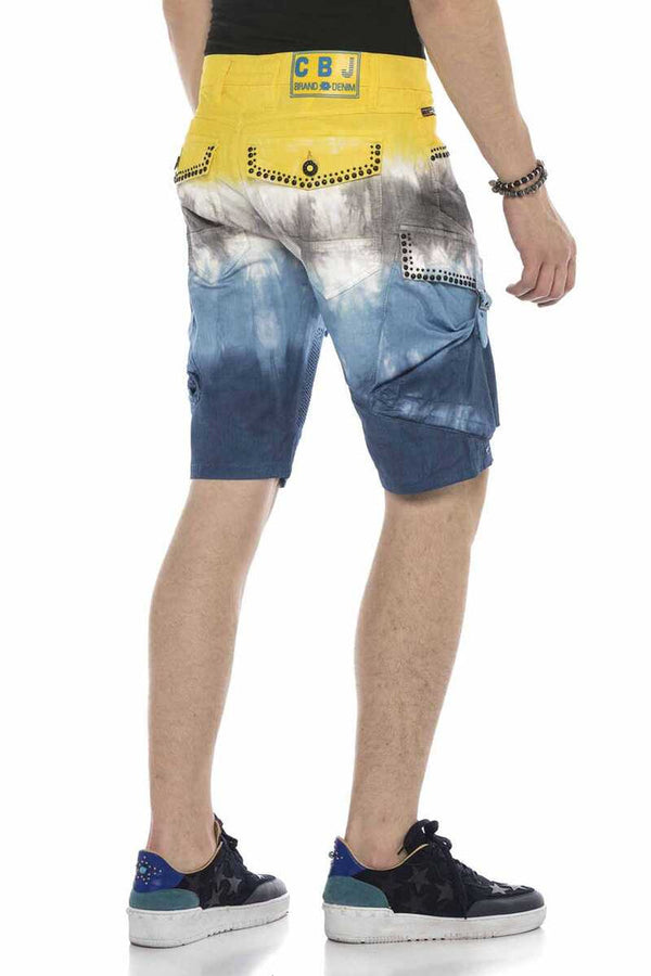 Cipo & Baxx CK211 Cargo Buckle Pocket Denim Capri Shorts YELLOW-BLUE