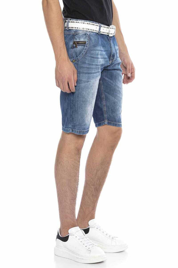 Cipo & Baxx CK217 Classic Pocket Basic Men's Denim Capri Shorts BLUE