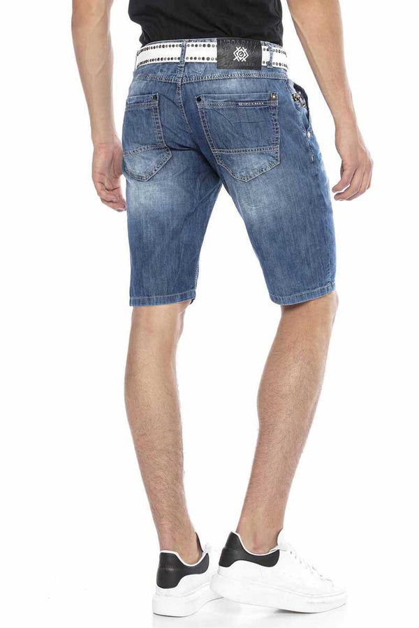 Cipo & Baxx CK217 Classic Pocket Basic Men's Denim Capri Shorts BLUE