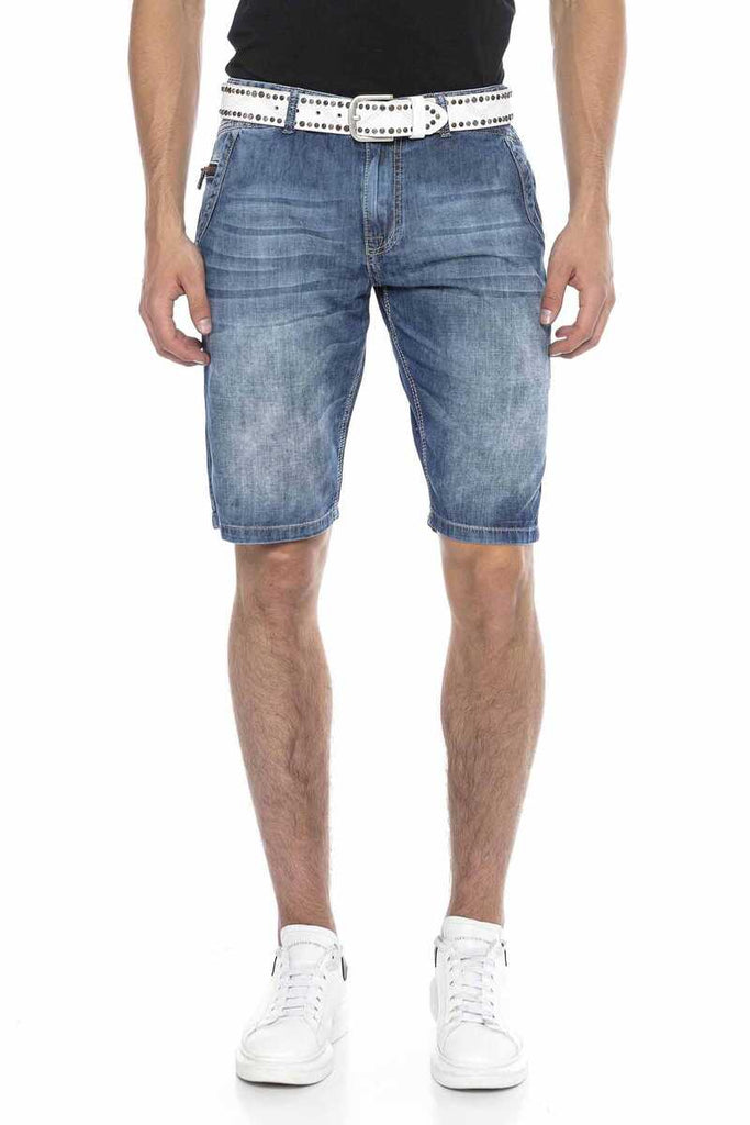 cipo & baxx CK217 Classic Pocket Basic Men's Denim Capri Shorts BLUE