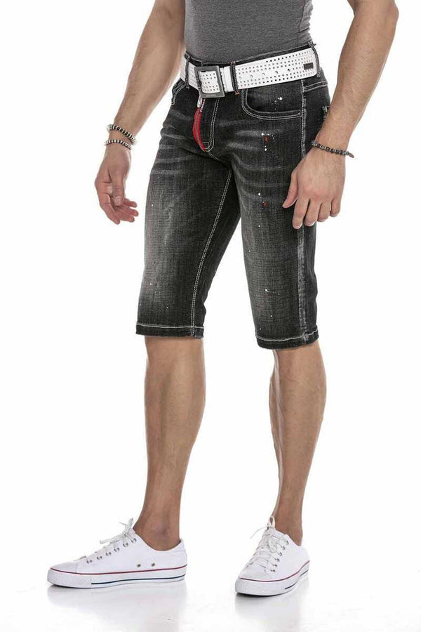 Cipo & Baxx CK240 Men's Zippered Basic Men's Denim Shorts BLACK