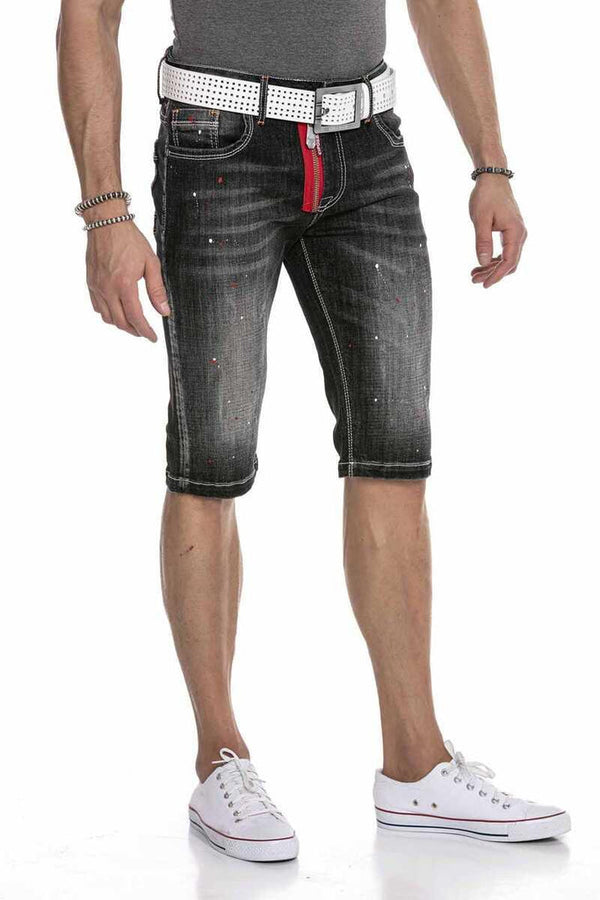 Cipo & Baxx CK240 Men's Zippered Basic Men's Denim Shorts BLACK
