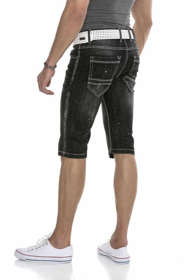 Cipo & Baxx CK240 Men's Zippered Basic Men's Denim Shorts BLACK