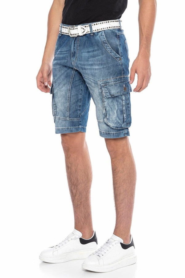 Cipo & Baxx CL215 Men's Classic Pocket Cargo Denim Shorts BLUE