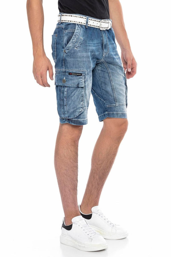 Cipo & Baxx CL215 Men's Classic Pocket Cargo Denim Shorts BLUE