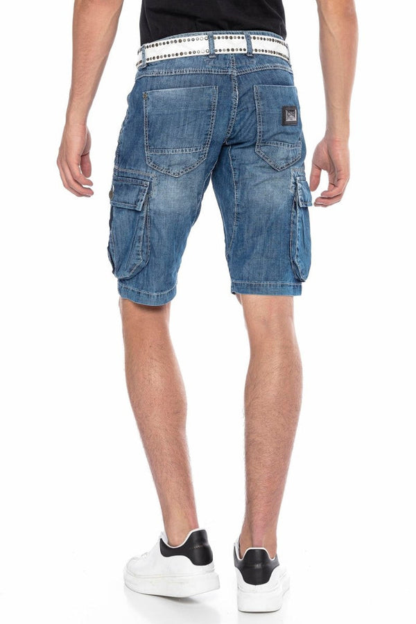 Cipo & Baxx CL215 Men's Classic Pocket Cargo Denim Shorts BLUE