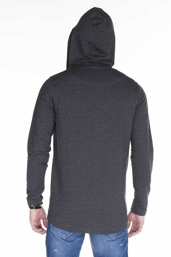 Cipo & Baxx CL238 Embroidered Hooded Long Men's Sweatshirt ANTHRACITE