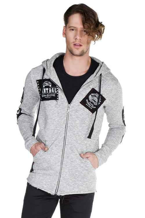 Cipo & Baxx CL240 Appliqued Hooded Long Men's Sweatshirt BLACK