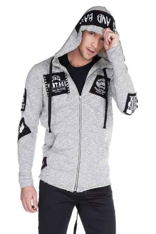 Cipo & Baxx CL240 Appliqued Hooded Long Men's Sweatshirt BLACK