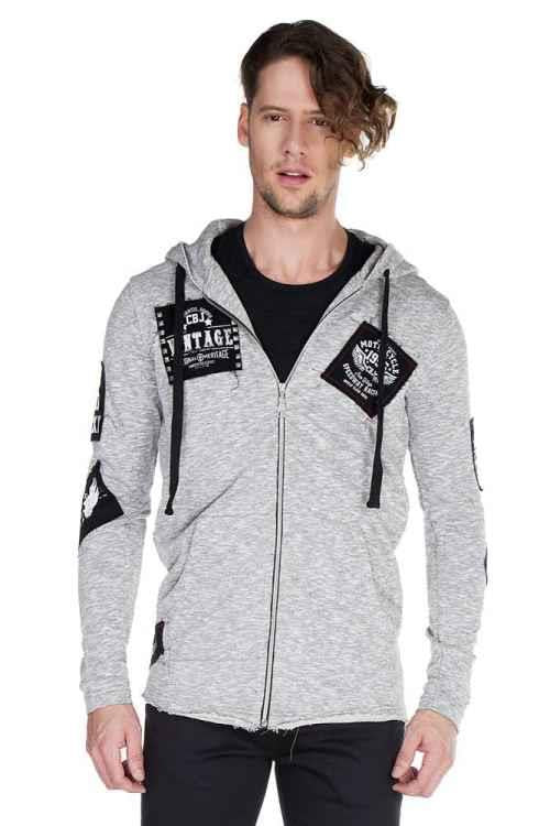 cipo & baxx CL240 Appliqued Hooded Long Men's Sweatshirt BLACK