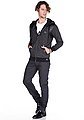 Cipo & Baxx CL251 Leather Piece Hooded Thin Men's Sweatshirt BLACK