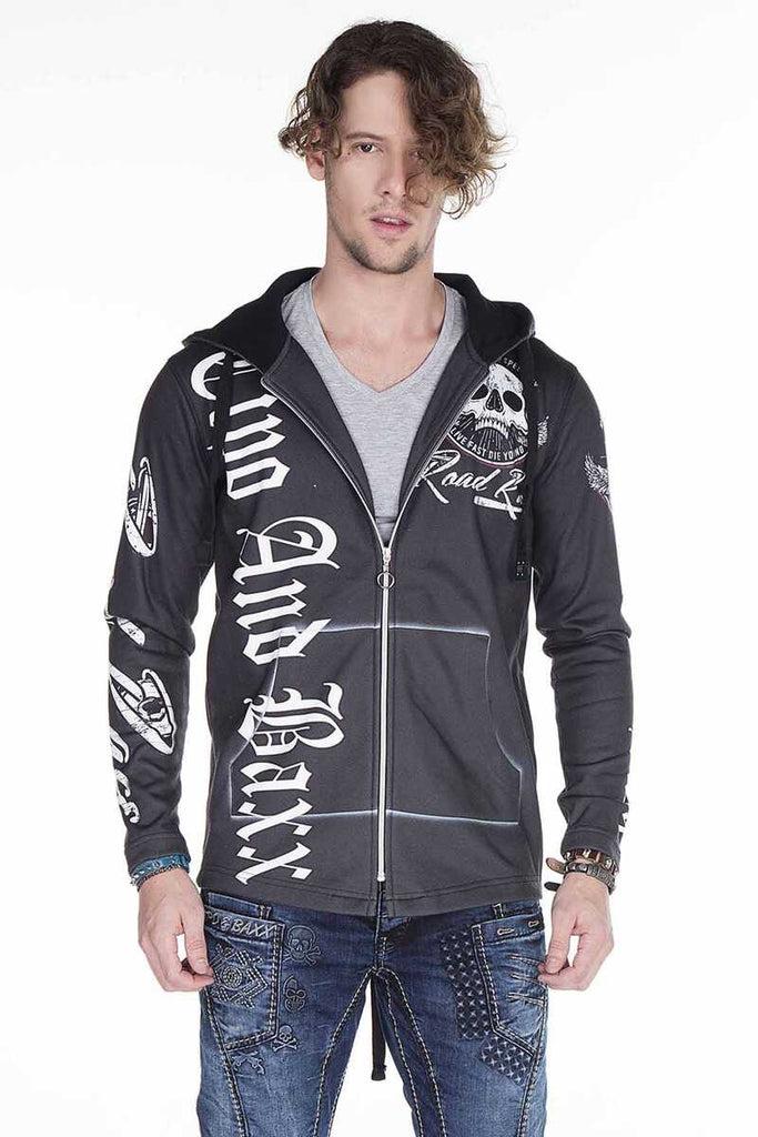 cipo & baxx CL256 Motorzu Style Printed Men's Sweatshirt BLACK