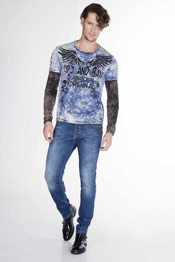 Cipo & Baxx CL265 Slim Fit Wing Printed Men's Sweatshirt INDIGO