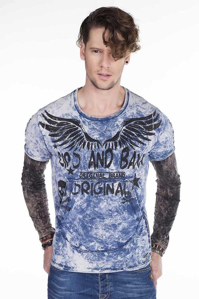 cipo & baxx CL265 Slim Fit Wing Printed Men's Sweatshirt INDIGO