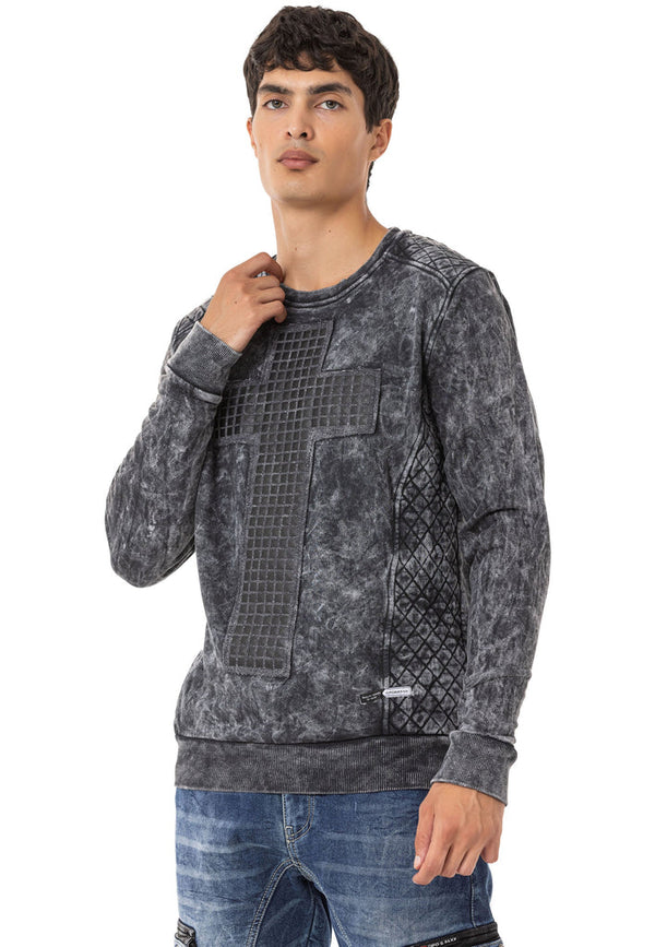 Cipo & Baxx CL266 Embroidered Long Sleeve Men's Sweatshirt ANTHRACITE