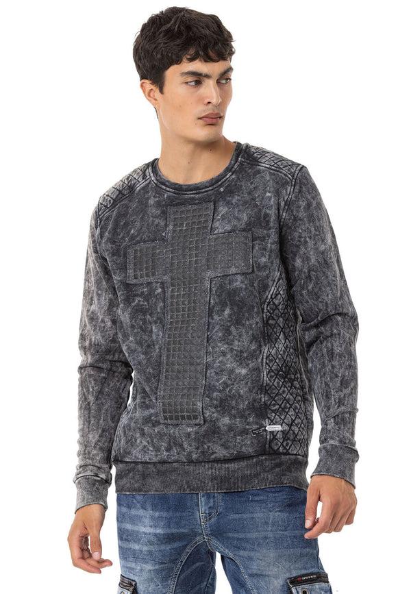 Cipo & Baxx CL266 Embroidered Long Sleeve Men's Sweatshirt ANTHRACITE