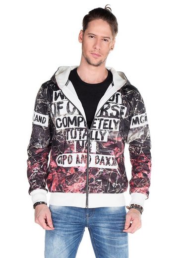 Cipo & Baxx CL270 Wash Pattern Printed Men's Hooded Sweatshirt BLACK