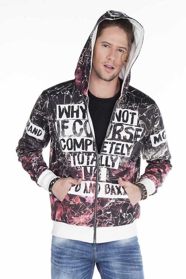Cipo & Baxx CL270 Wash Pattern Printed Men's Hooded Sweatshirt BLACK