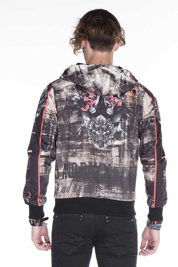 Cipo & Baxx CL272 Gothic Style Skull Printed Men's Sweatshirt BLACK