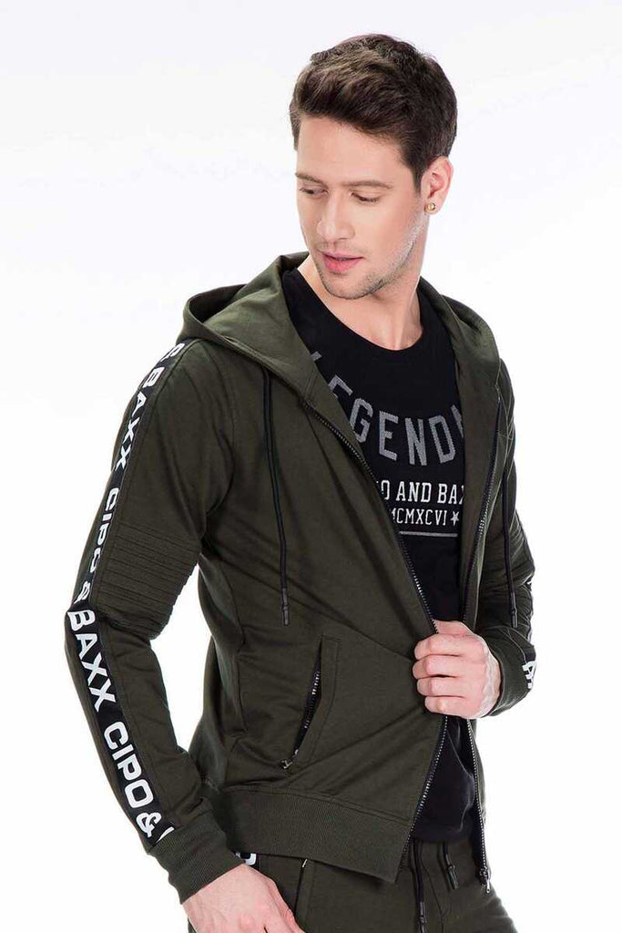 cipo & baxx CL292 Hooded Comfortable Men's Sweatshirt For Sports KHAKI