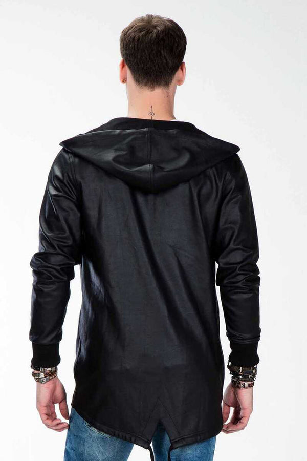 Cipo & Baxx CL295 Long Plain Men's Sweatshirt With Sweatshirt BLACK