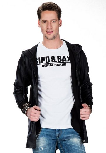 Cipo & Baxx CL295 Long Plain Men's Sweatshirt With Sweatshirt BLACK