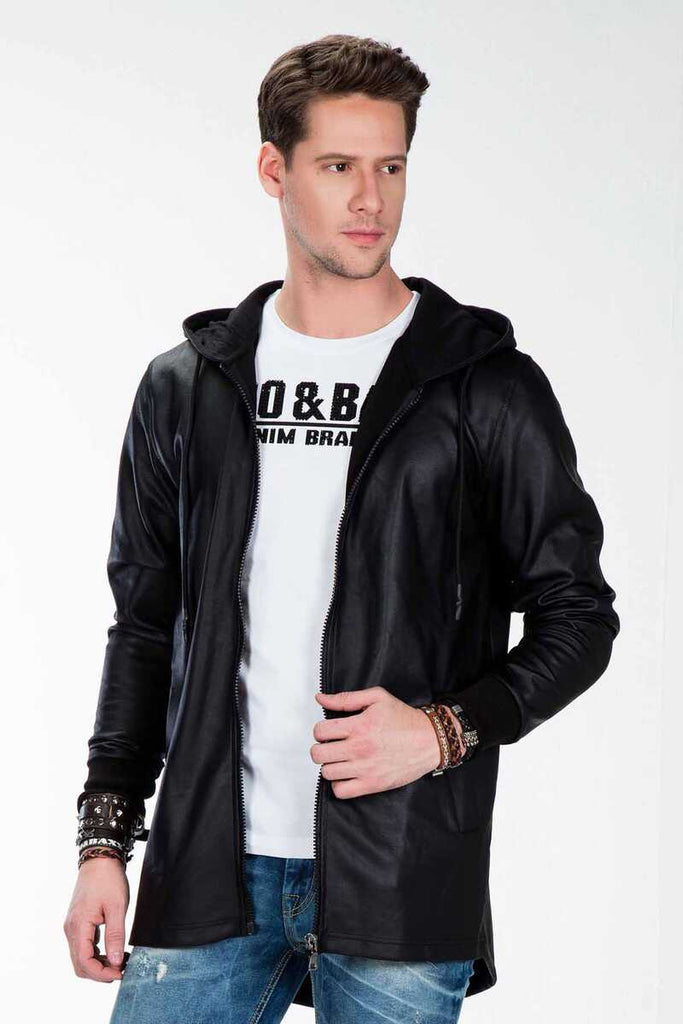 cipo & baxx CL295 Long Plain Men's Sweatshirt with Sweatshirt BLACK