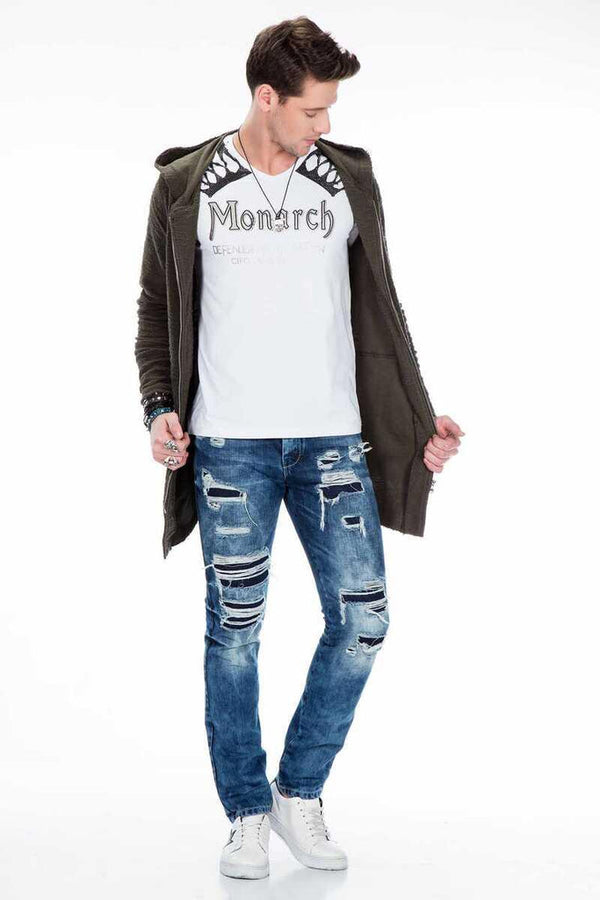 Cipo & Baxx CL296 Double Zipper Long Thin Sweatshirt KHAKI