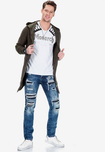 Cipo & Baxx CL296 Double Zipper Long Thin Sweatshirt KHAKI