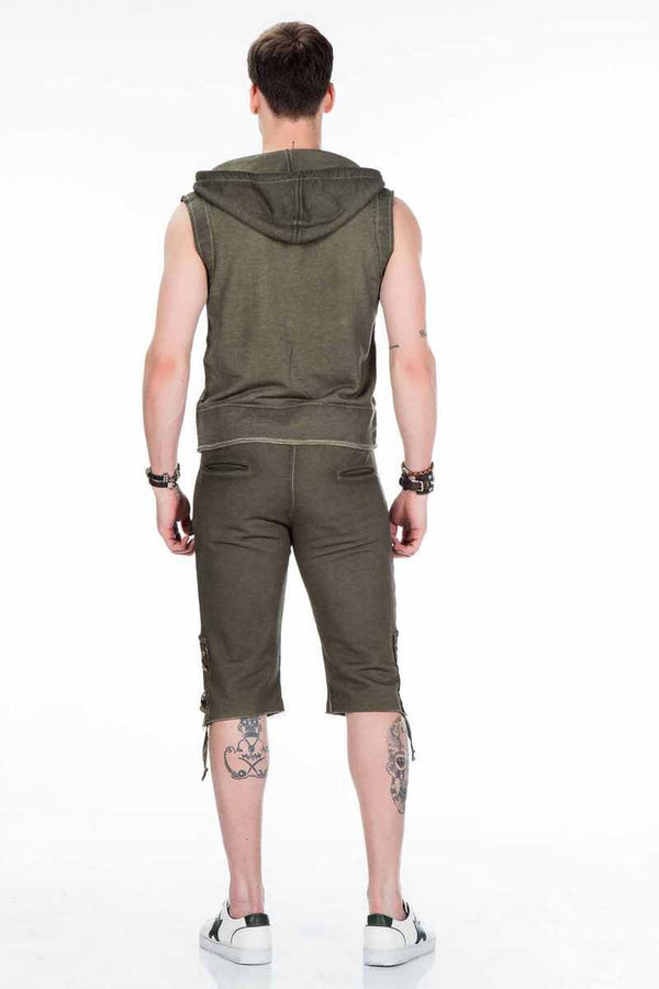 Cipo & Baxx CL298 Hooded Pocketed Men's Sweat Undershirt KHAKI