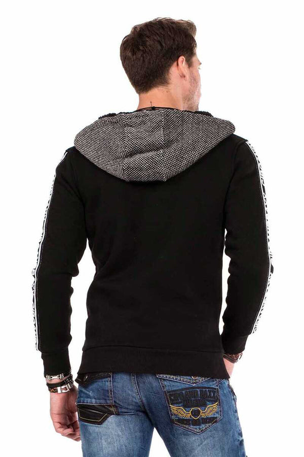 Cipo & Baxx CL311 Hooded Men's Hoodie With Zipper Collar BLACK