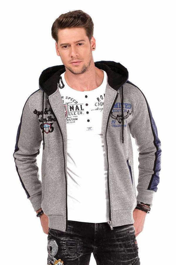 Cipo & Baxx CL312 Hooded Thick Winter Men's Sweatshirt GREYMELANGE