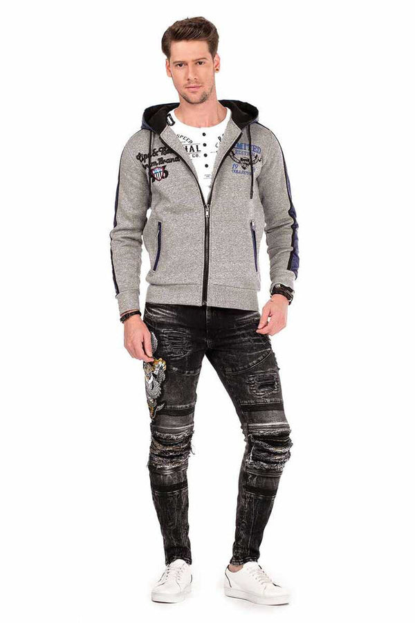 Cipo & Baxx CL312 Hooded Thick Winter Men's Sweatshirt GREYMELANGE