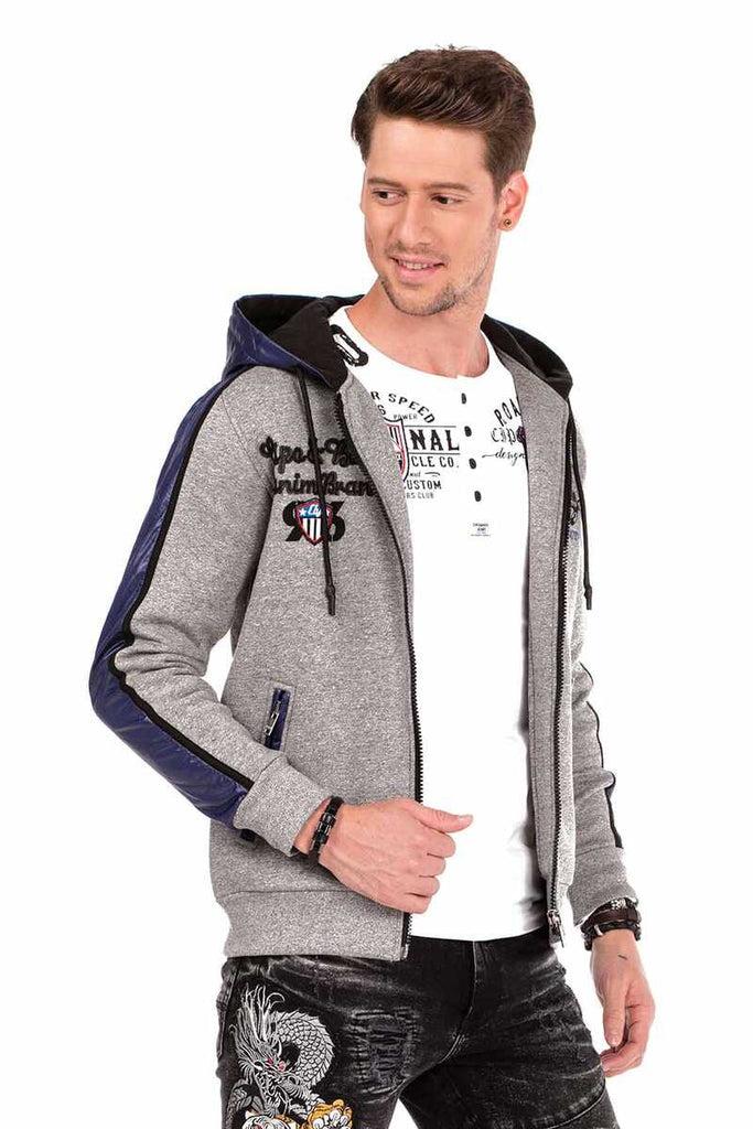 cipo & baxx CL312 Hooded Thick Winter Men's Sweatshirt GREYMELANGE