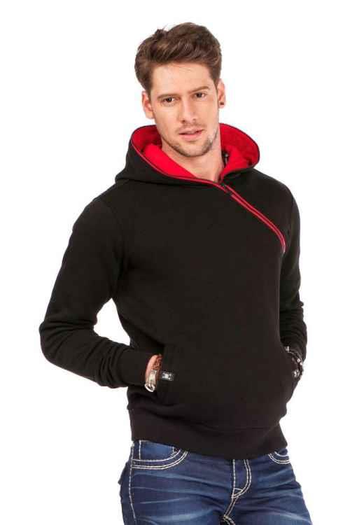 Cipo & Baxx CL329 Hidden Collar Zippered Hooded Sweatshirt SAXEBLUE