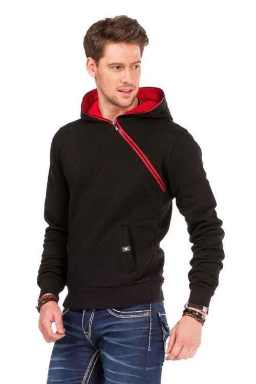 Cipo & Baxx CL329 Hidden Collar Zippered Hooded Sweatshirt SAXEBLUE