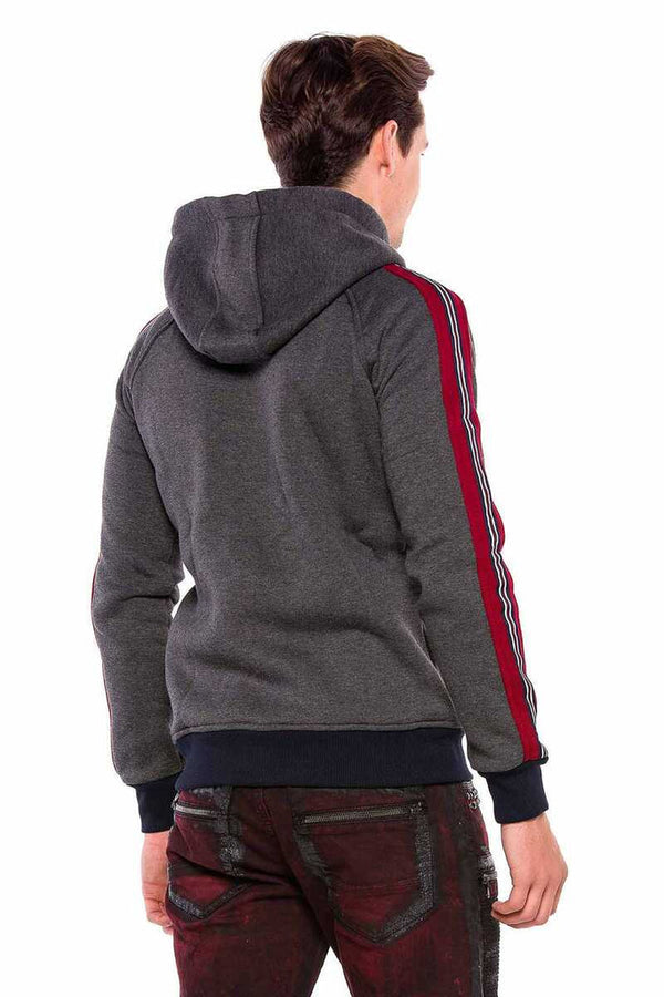Cipo & Baxx CL357 Winter Hooded Men's Sweatshirt With Striped Sleeves ANTHRACITE