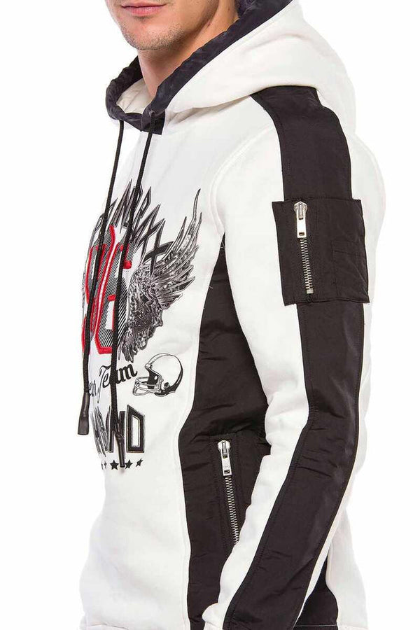 Cipo & Baxx CL358 Printed Embroidered Hoodie Hooded Sweat L BLACK