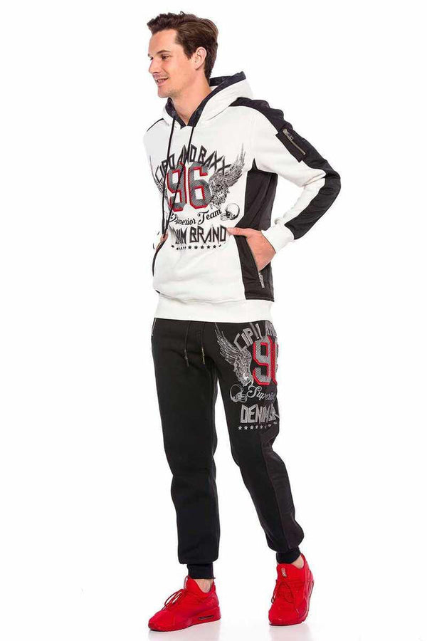 Cipo & Baxx CL358 Printed Embroidered Hoodie Hooded Sweat L BLACK