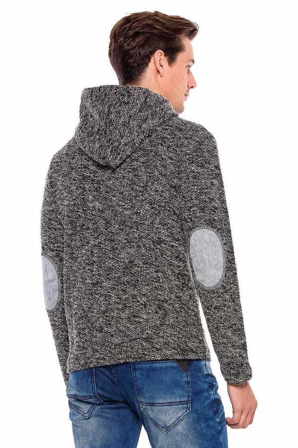 Cipo & Baxx CL359 Buttoned Hooded Knitted Men's Sweatshirt ANTHRACITE