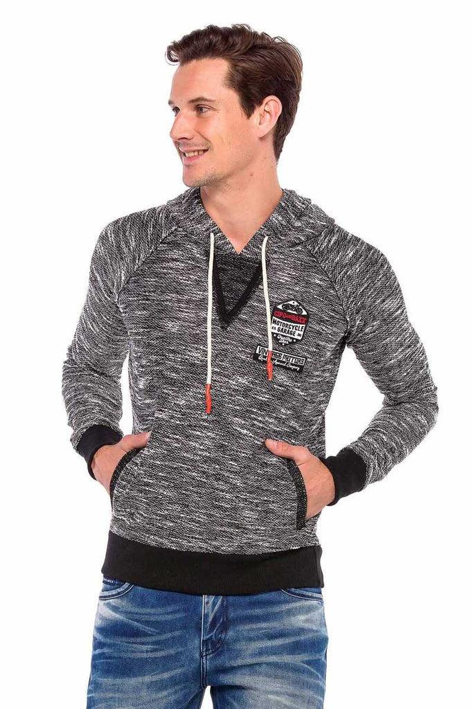 cipo & baxx CL362 Knitted Hooded Slim Men's Sweatshirt ANTHRACITE