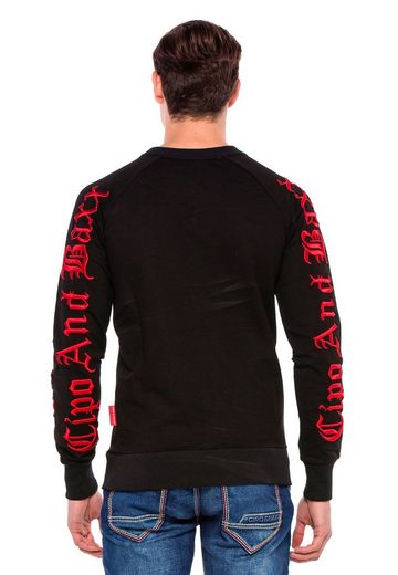 Cipo & Baxx CL370 Embroidered Crew Neck Thick Men's Sweatshirt RED