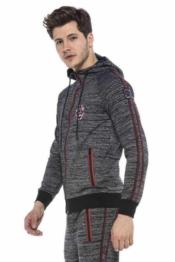 Cipo & Baxx CL371 Melange Striped Hooded Men's Tracksuit Set GREYMELANGE