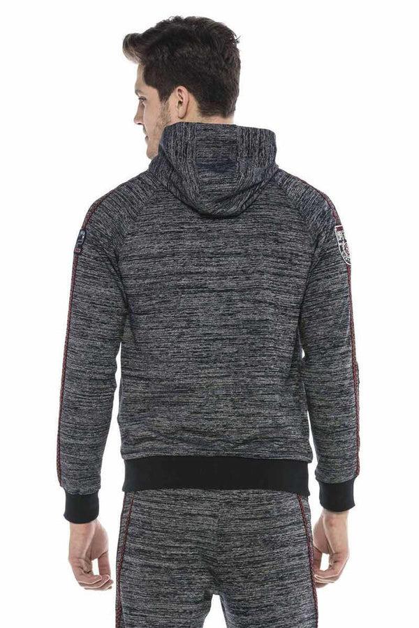 Cipo & Baxx CL371 Melange Striped Hooded Men's Tracksuit Set GREYMELANGE