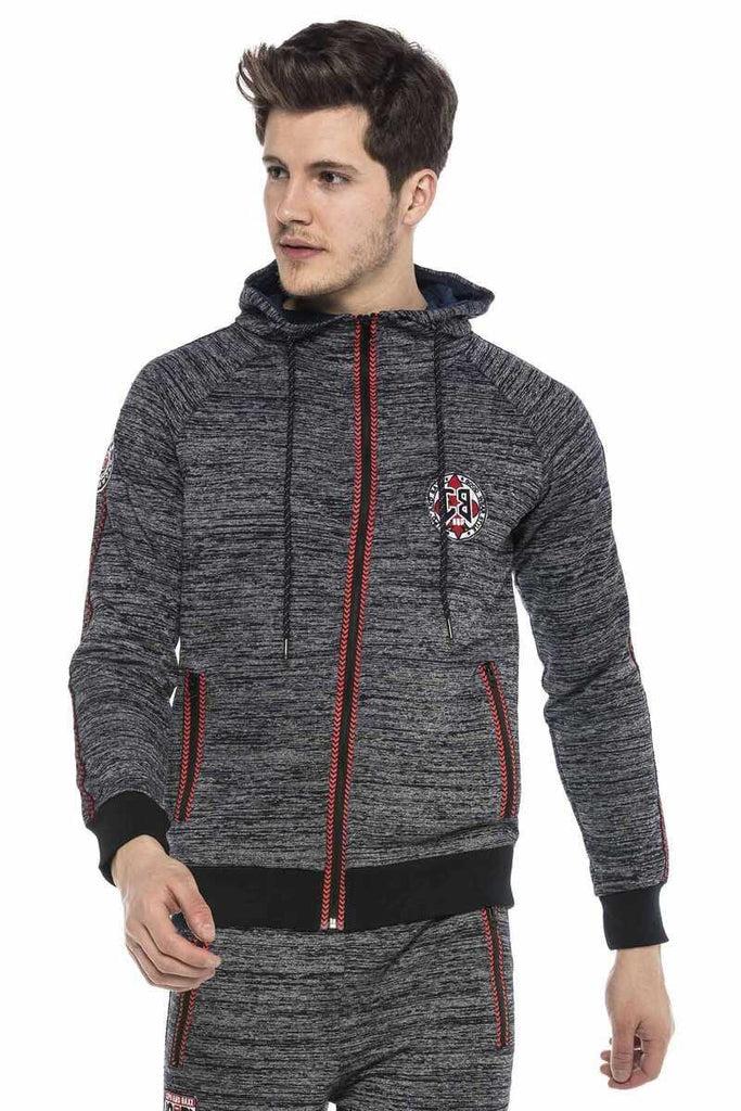 cipo & baxx CL371 Melange Striped Hooded Men's Tracksuit Set GREYMELANGE