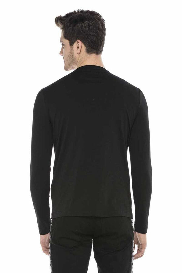 Cipo & Baxx CL374 Silver Glitter Embossed Printed Sweatshirt BLACK