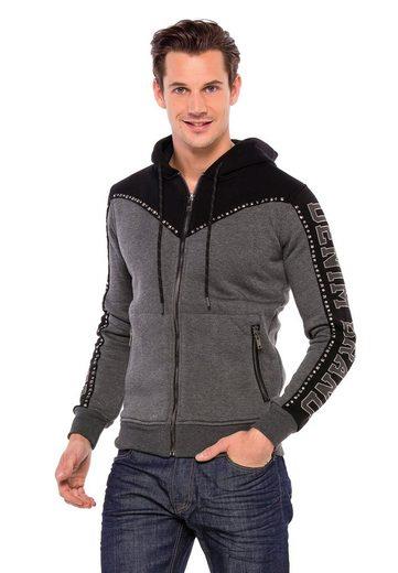 Cipo & Baxx CL381 Metal Drop Stoned Hooded Winter Sweatshirt ANTHRACITE